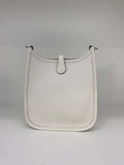 Hermes Mini Evelyne White PHW