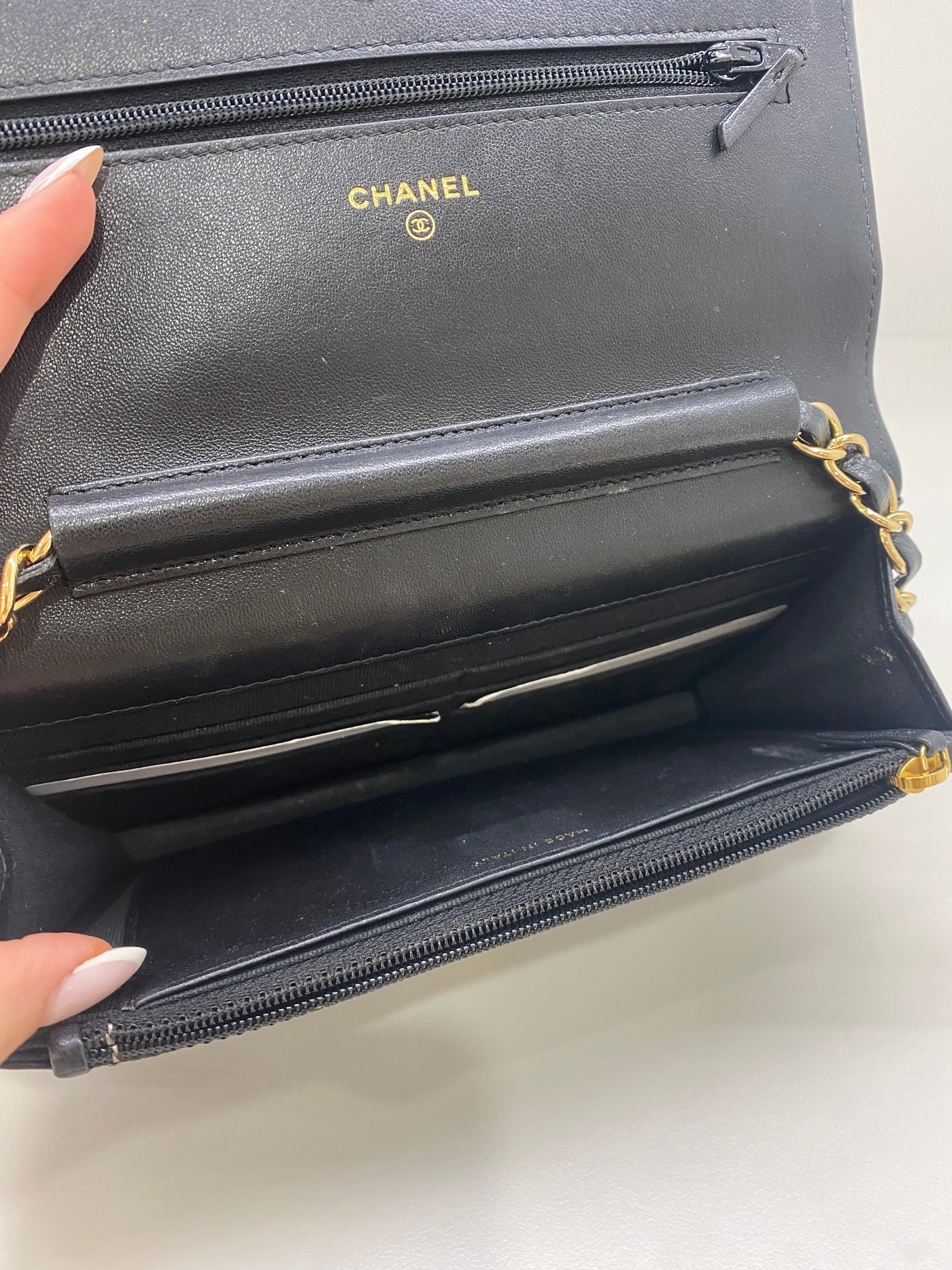 Chanel Black WOC Lambskin Strap Detail GHW