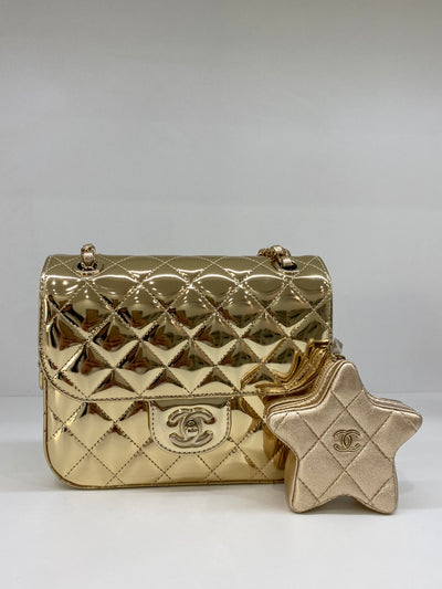 Chanel Mirror Mini Classic Flap with Star Coin Purse - Gold (microchipped)