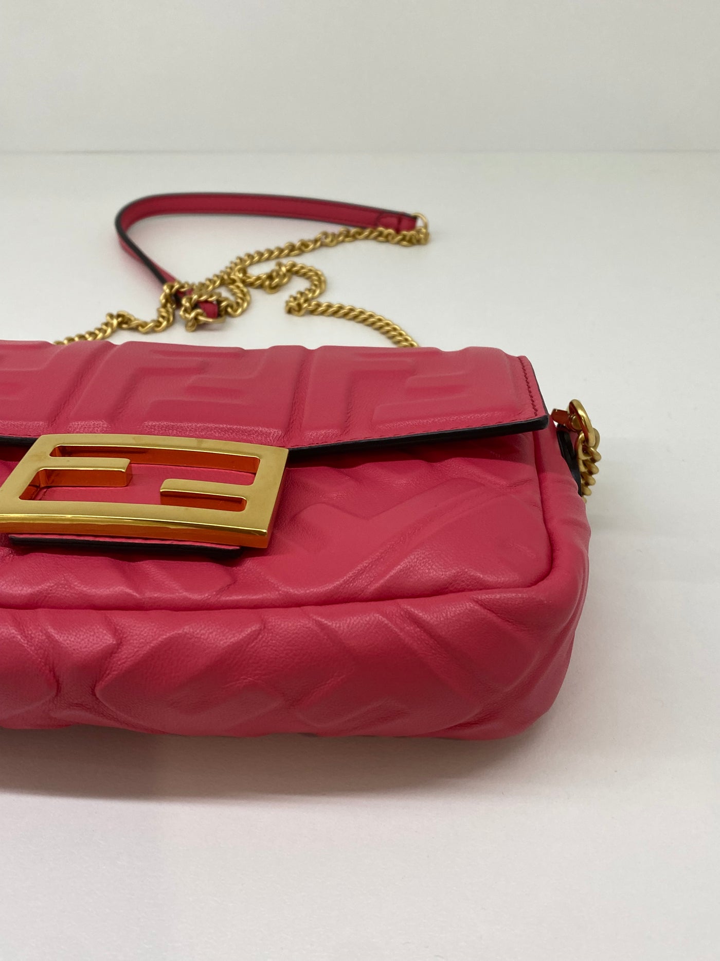 Fendi Baguette Leather Monogram Pink GHW