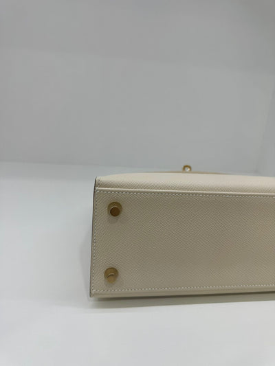 Hermes Kelly 25 Craie GHW