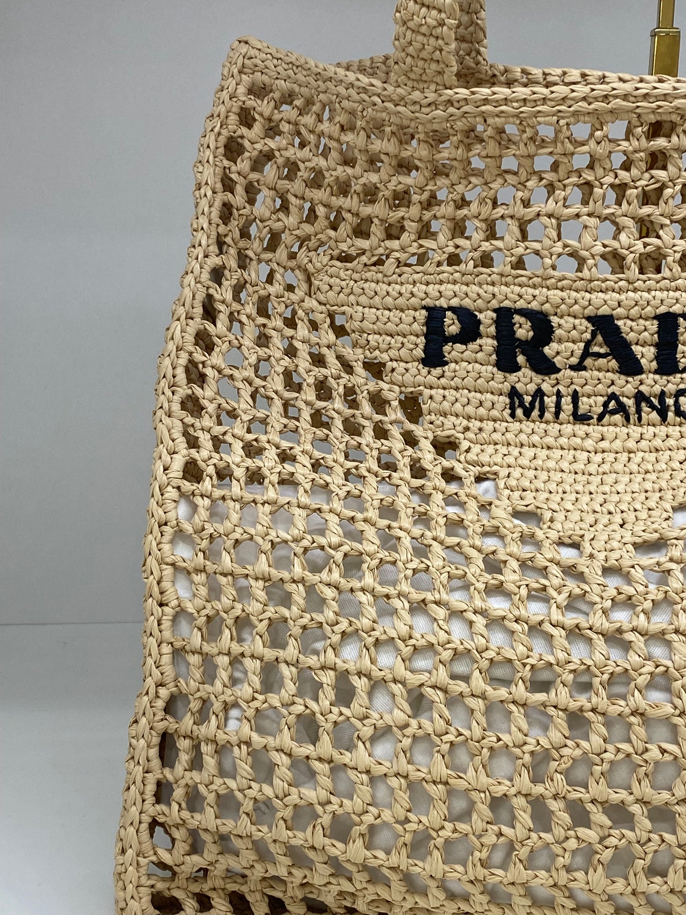 Prada Raffia Tote Bag Natural