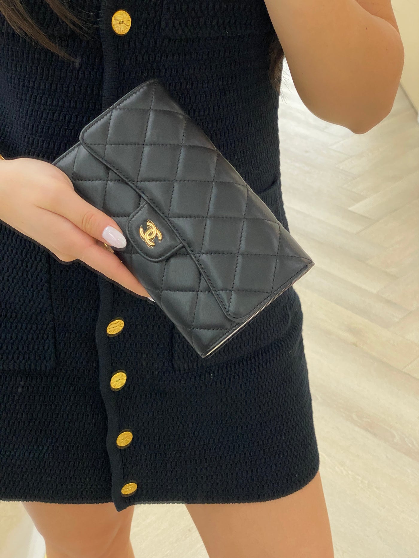 Chanel Classic Flap Wallet Black Lambskin GHW