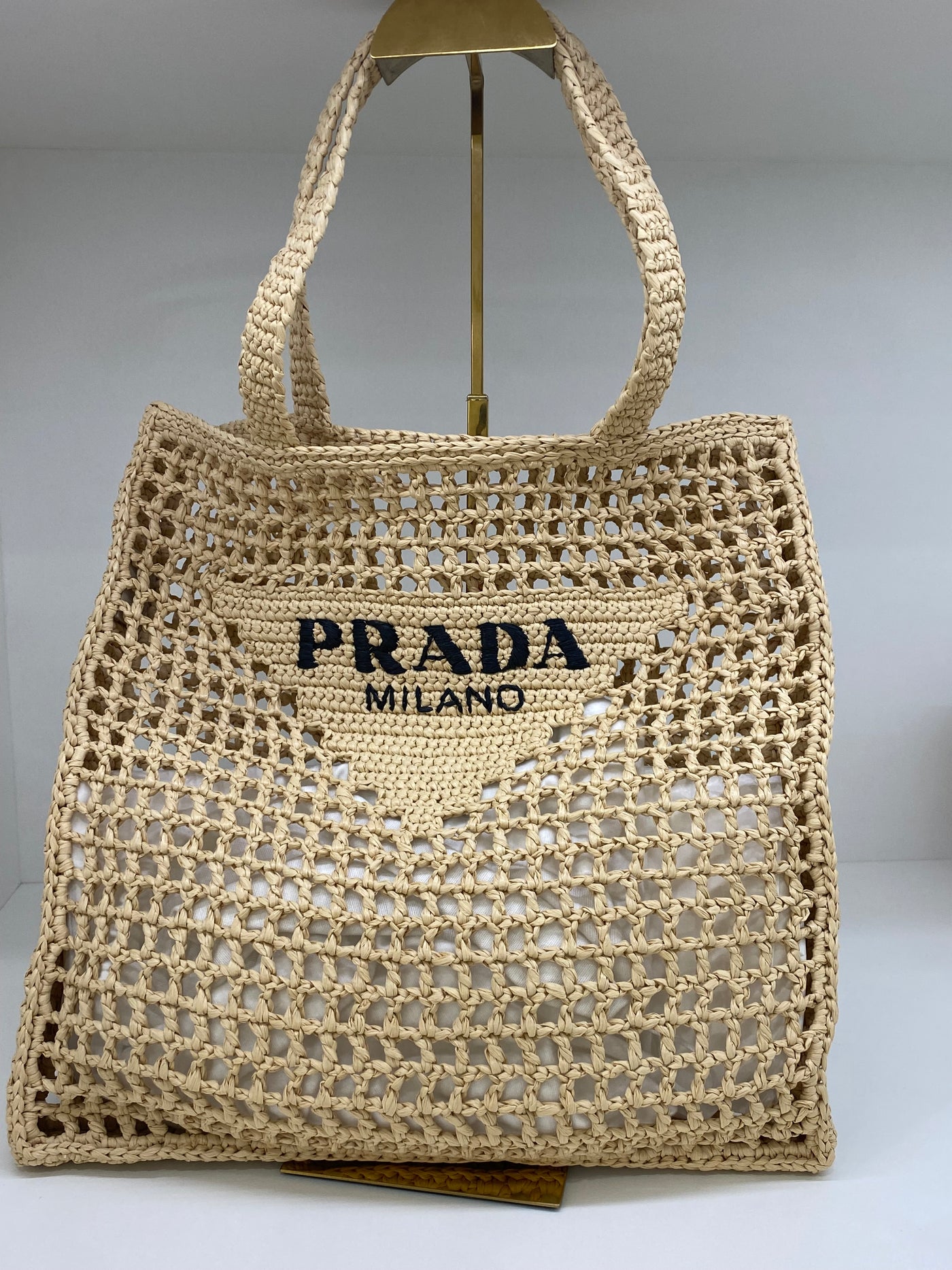 Prada Raffia Tote Bag Natural