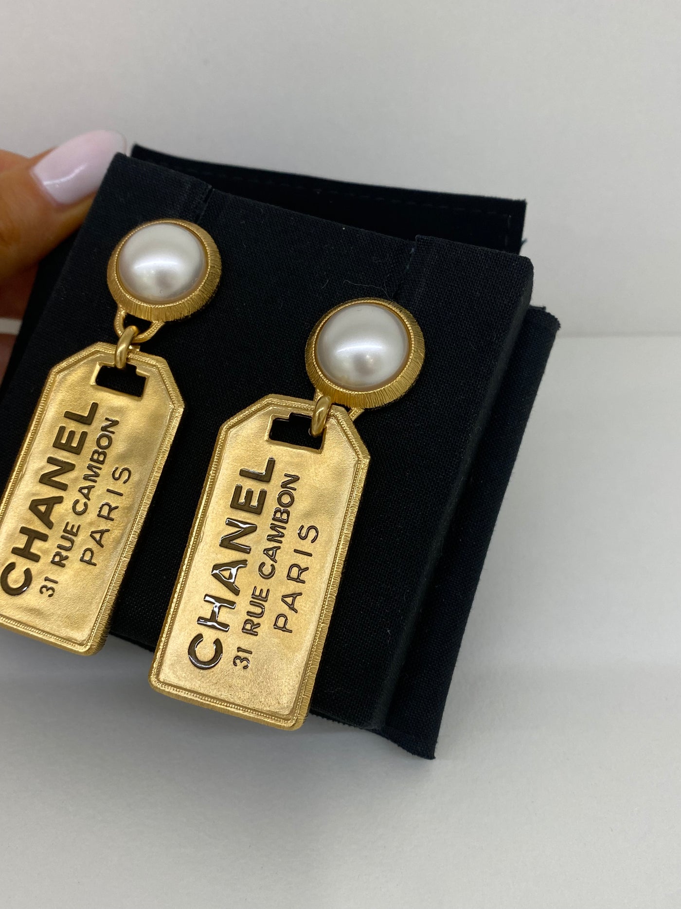 Chanel Gold Pearl Drop Earrings