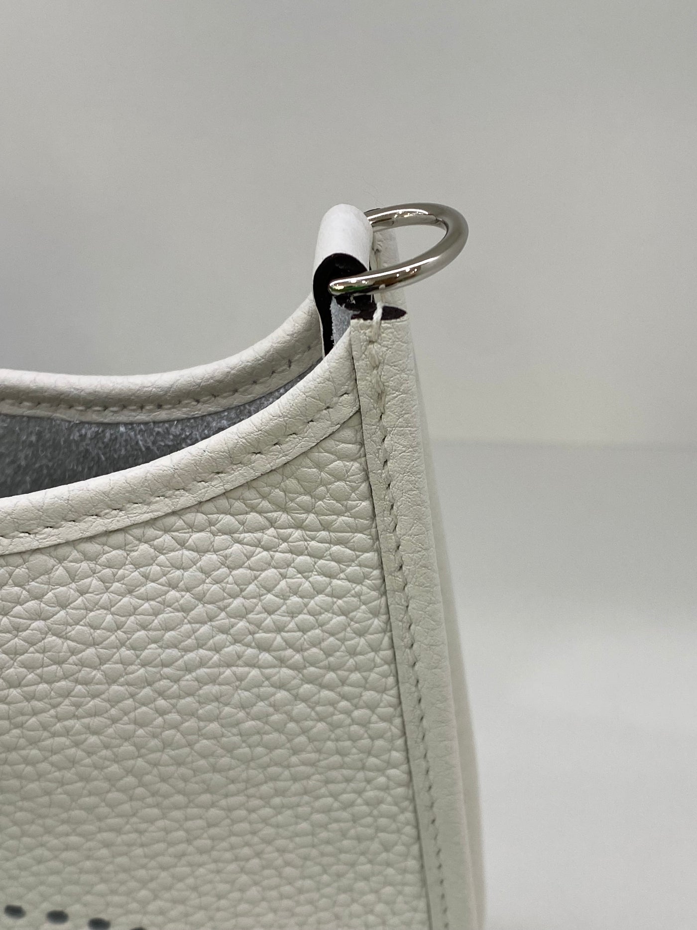 Hermes Mini Evelyne White PHW