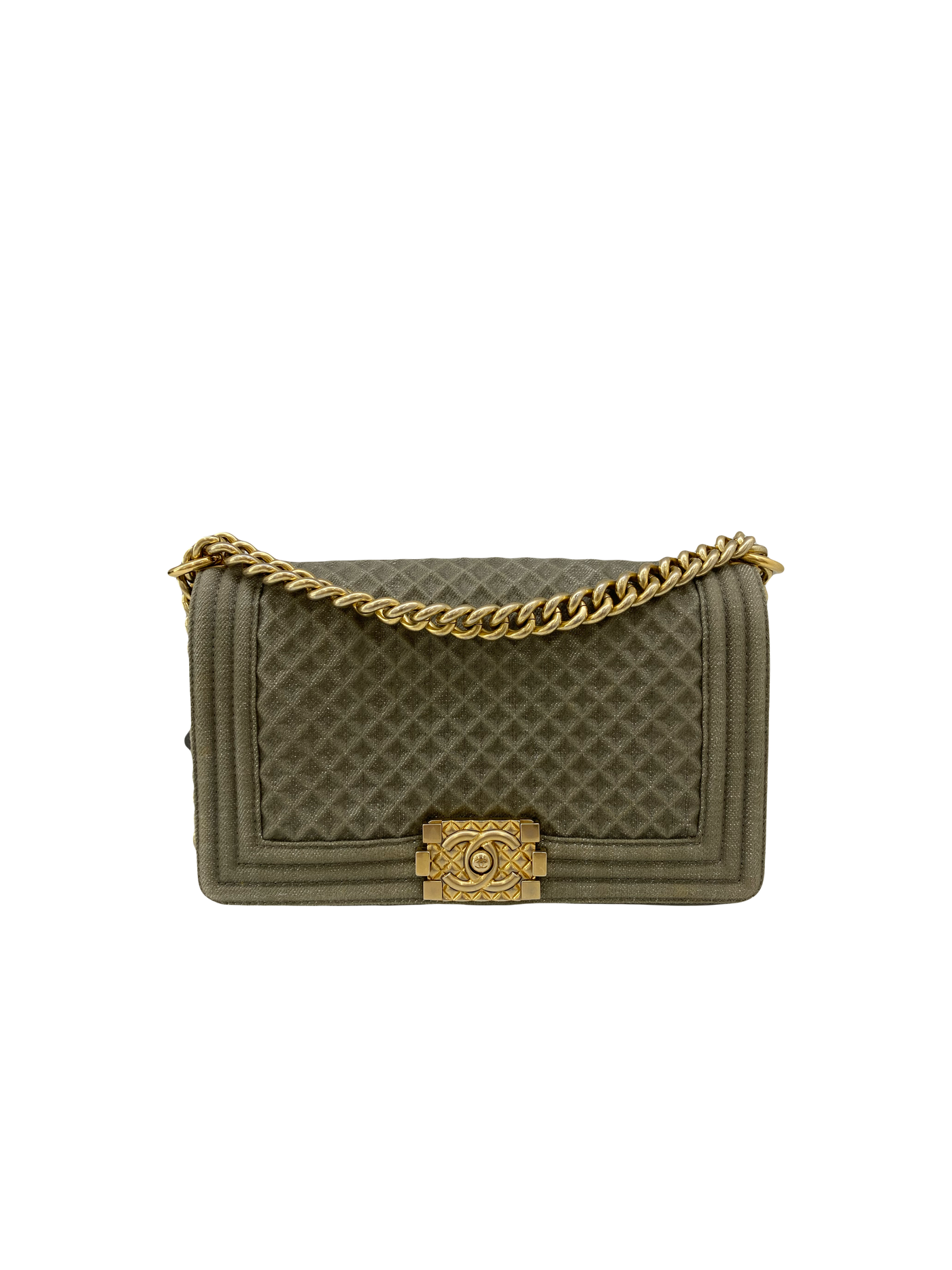 Chanel Denim Boy Bag Olive GHW Medium