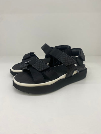 Chanel Strap Sandal Black Size 36