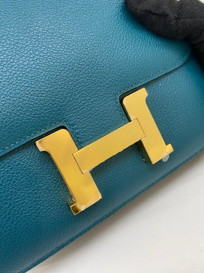 Hermes Mini Constance Vert Bosphorus GHW