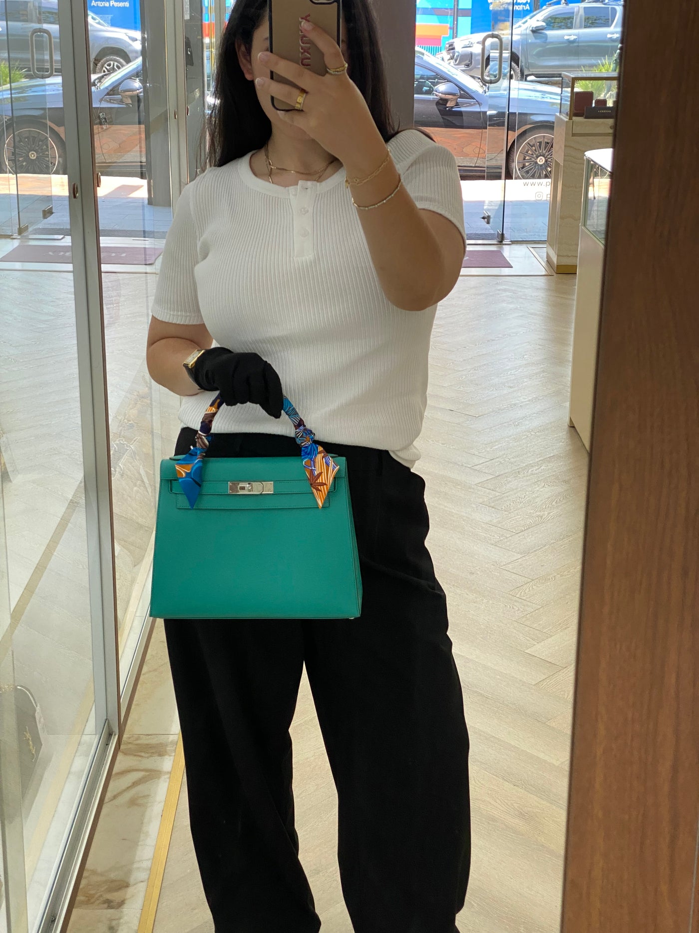 Hermes Kelly Sellier 28 Green PHW