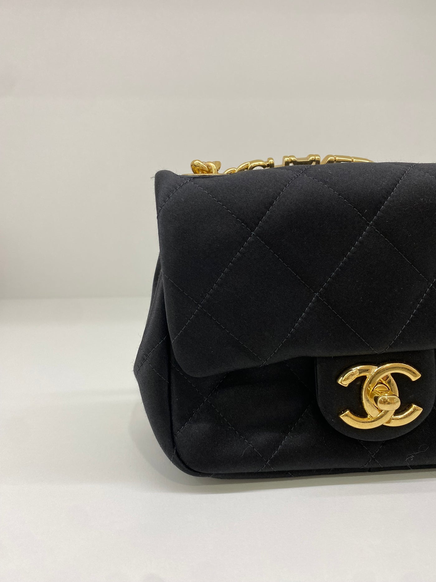 Chanel Classic Flap Square Mini Black Satin GHW