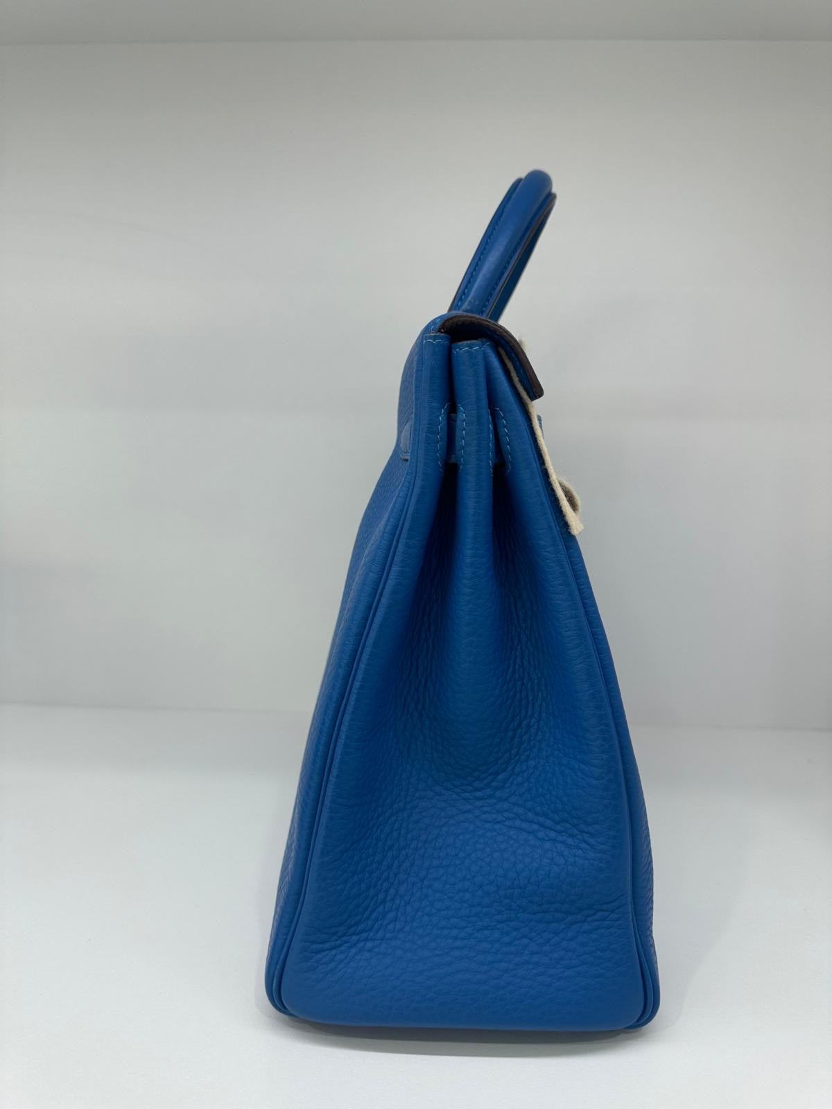 Hermes Kelly 35 Blue Mykonos PHW