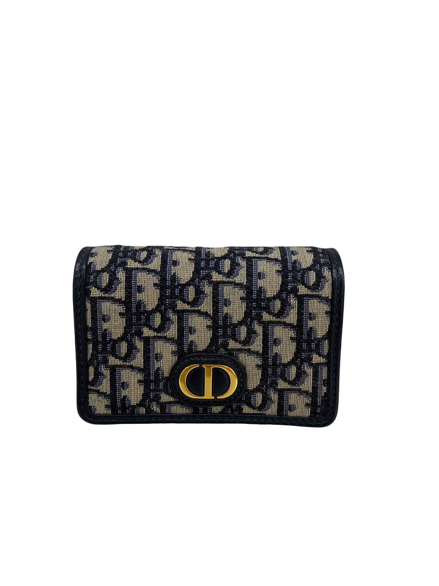 Dior Navy Blue Oblique Canvas Nano 30 Montaigne 2 in 1 Chain Pouch