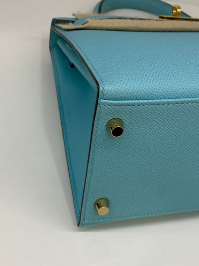 Hermes Kelly 28 Blue Atoll - Y Stamp GHW