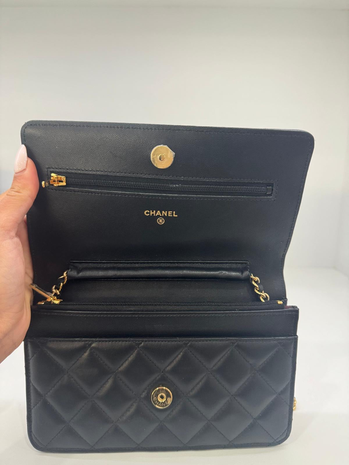 Chanel WOC Lambskin Black GHW