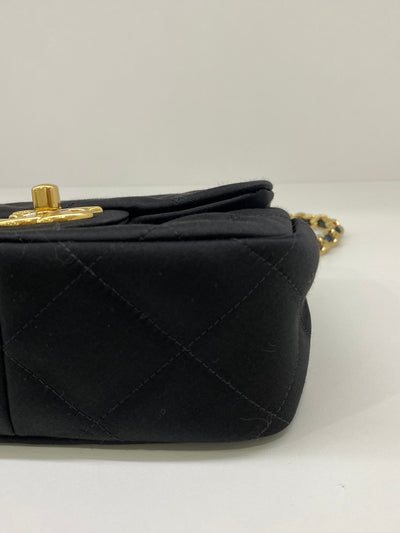 Chanel Classic Flap Square Mini Black Satin GHW