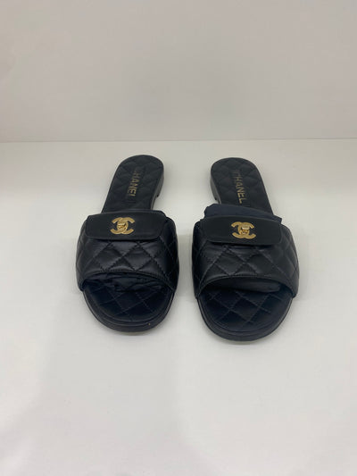 Chanel Turnlock Slides Size 39C