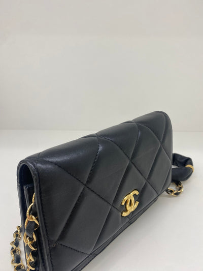 Chanel Black WOC Lambskin Strap Detail GHW