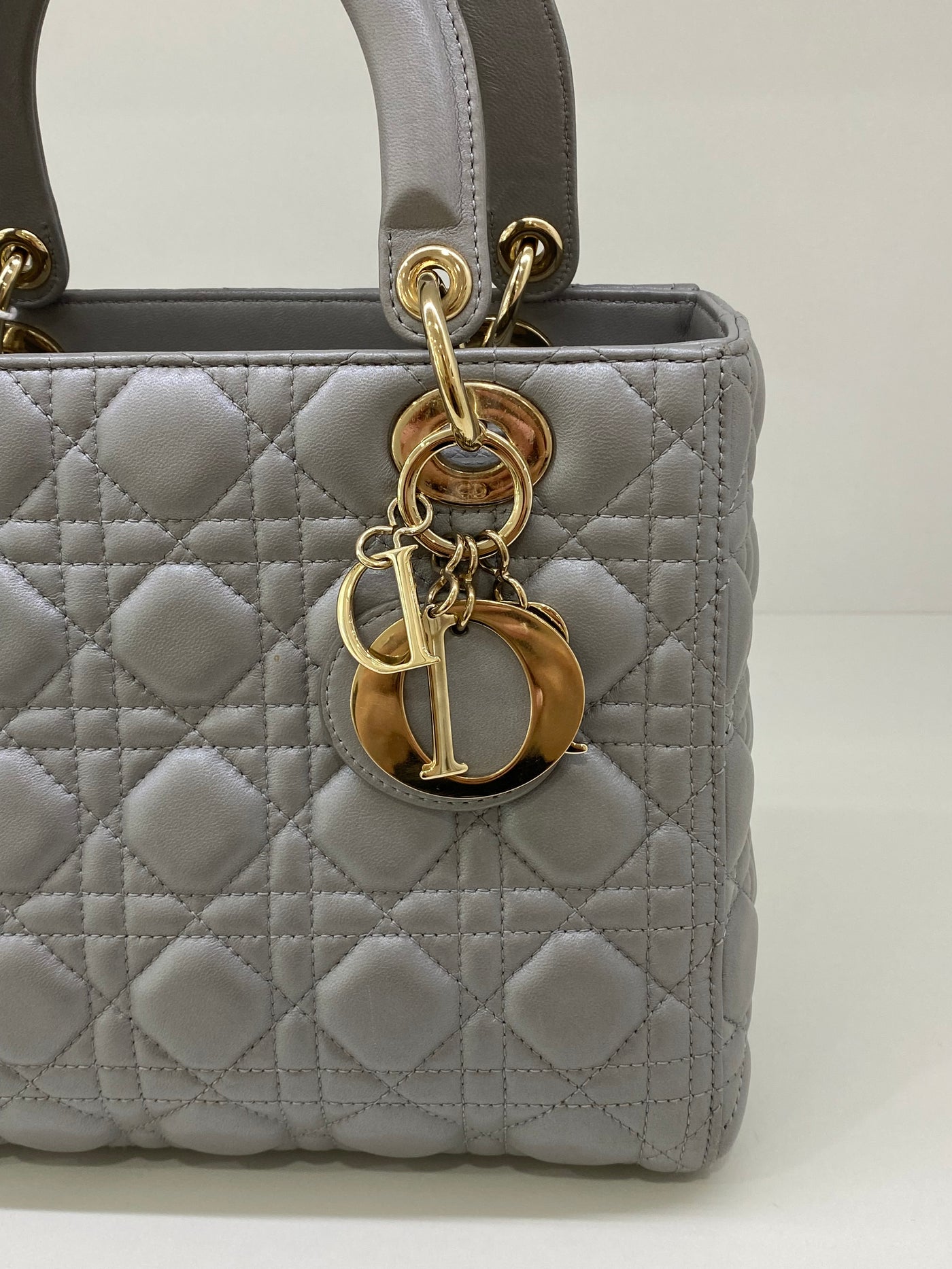 Christian Dior Lady Dior Medium Silver SHW