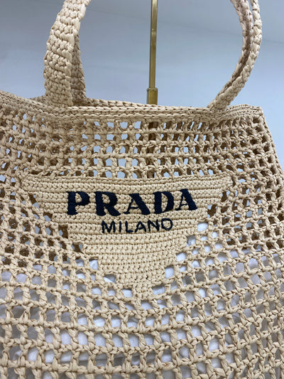 Prada Raffia Tote Bag Natural