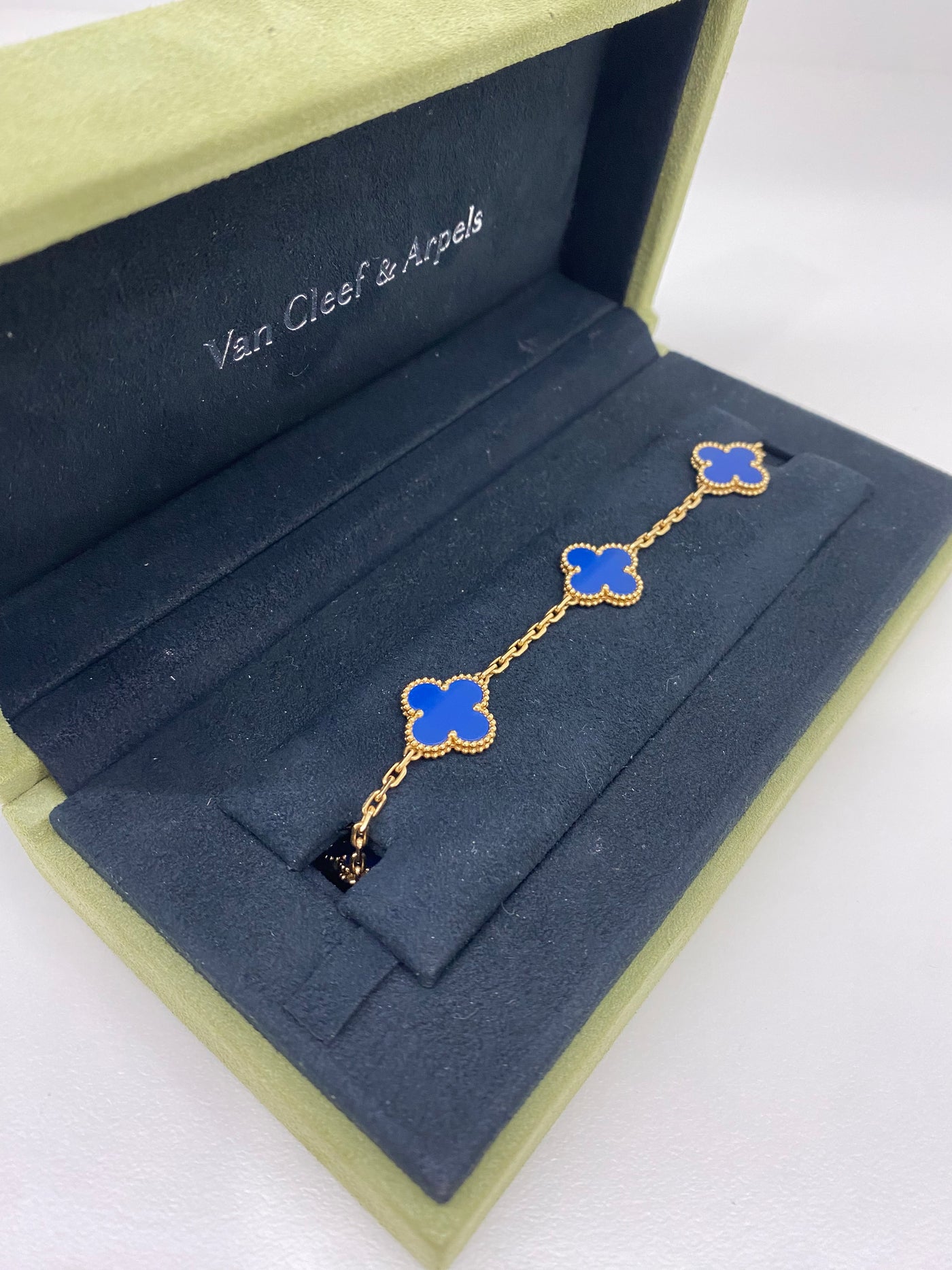 Van Cleef Arpels Blue Agate 5 Motif Bracelet