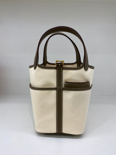 Hermes Picotin Cargo 18 Ecru/Etoupe Canvas GHW