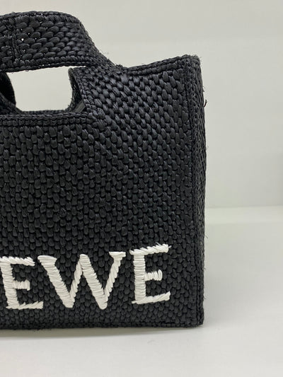 Loewe Font Tote Raffia Small Black