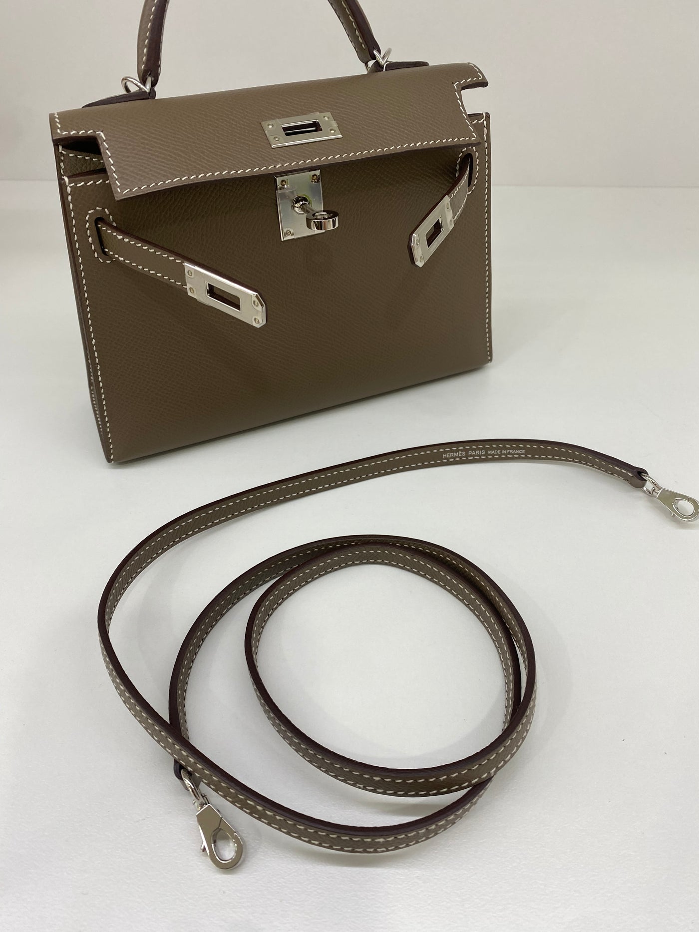 Hermes Mini Kelly Etoupe PHW