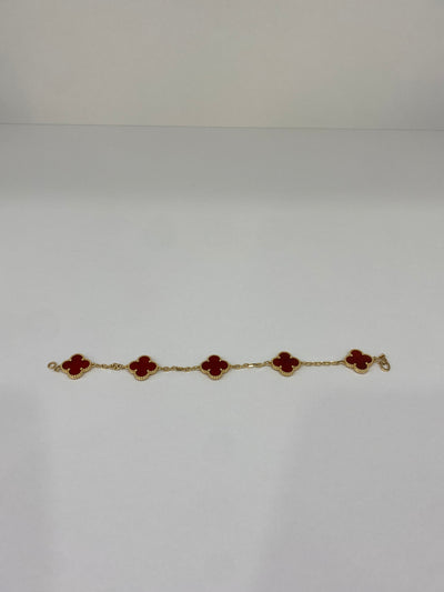 Van Cleef Vintage Alhambra Bracelet 5 motif Carnelian YG