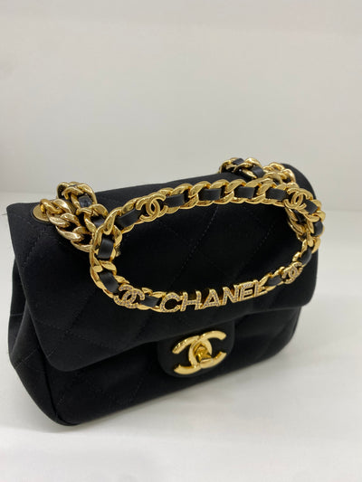 Chanel Classic Flap Square Mini Black Satin GHW