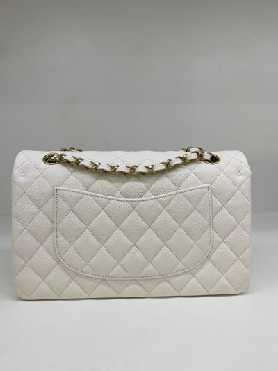 Chanel Classic Flap White Medium CGHW (Microchipped)