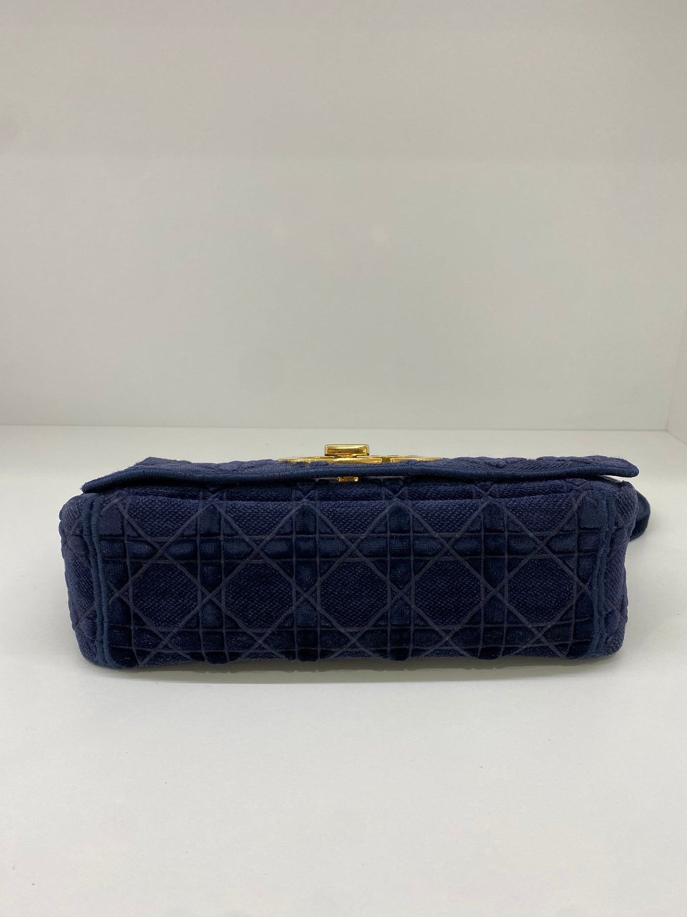 Christian Dior Caro Bag Medium Blue Velvet GHW