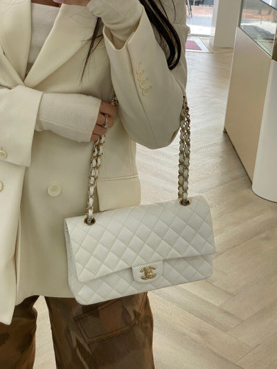 Chanel Classic Flap Medium White CGHW