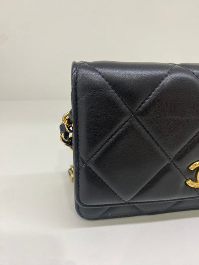 Chanel Black WOC Lambskin Strap Detail GHW