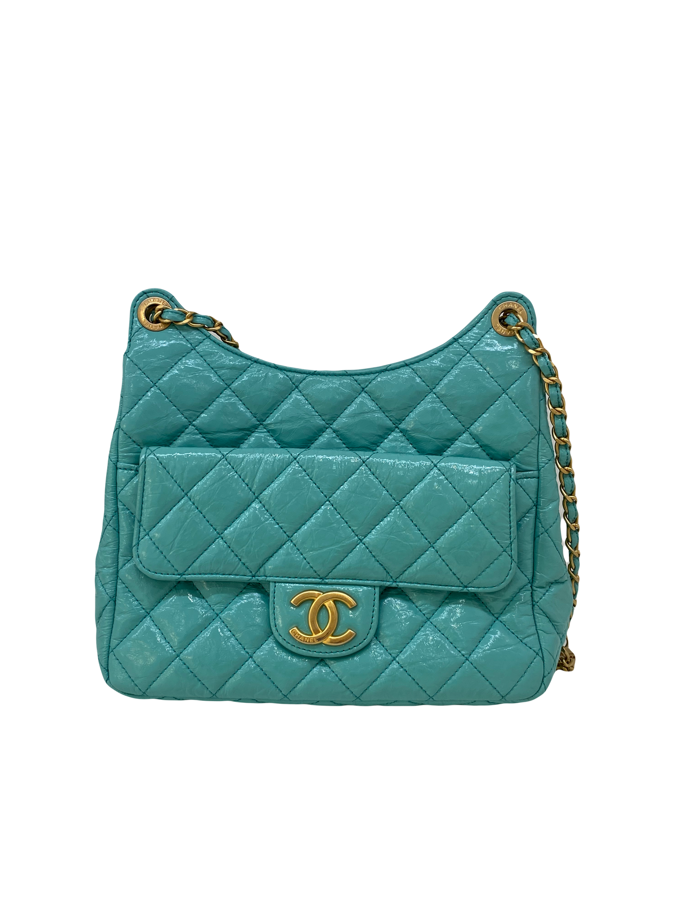 Chanel Hobo Chain Shoulder Bag Blue GHW