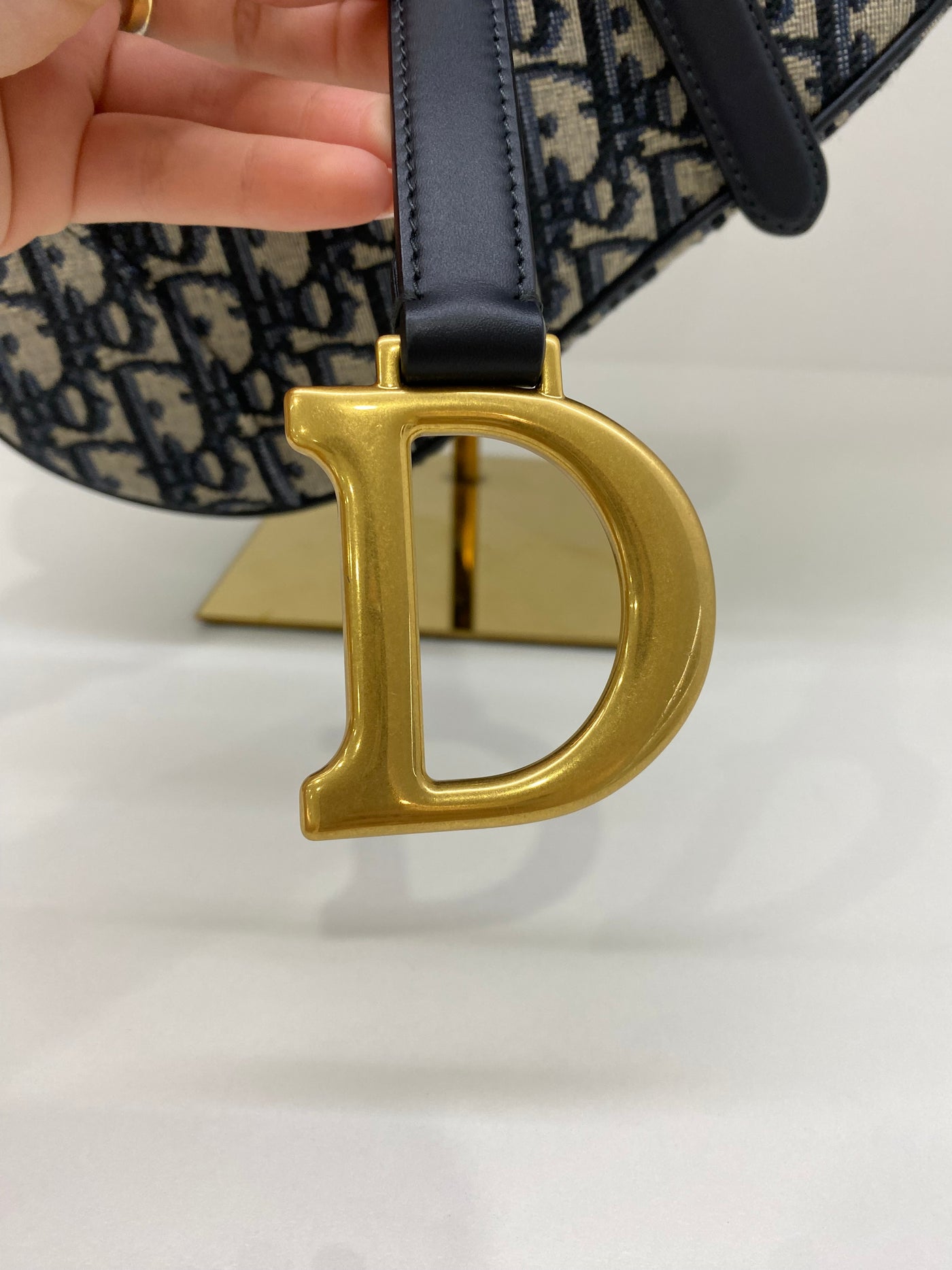 Christian Dior Saddle Navy Oblique GHW