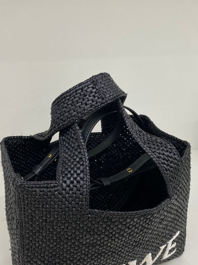 Loewe Font Tote Raffia Small Black