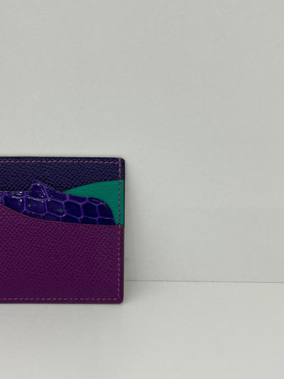 Hermes Petite H Card Wallet Purple/ Green