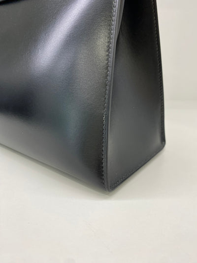 Hermes Kelly 28 Black Box Calf Sellier GHW Vintage