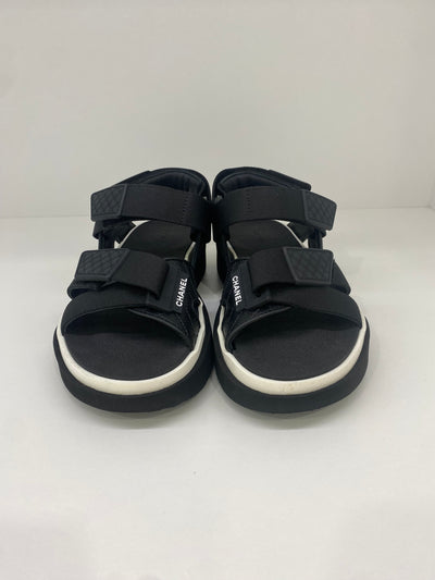 Chanel Strap Sandal Black Size 36