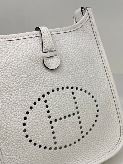 Hermes Mini Evelyne White PHW