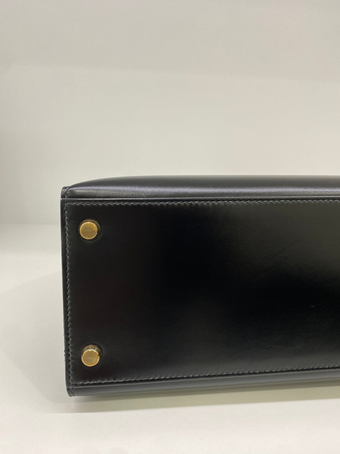 Hermes Kelly 28 Black Box Calf Sellier GHW Vintage