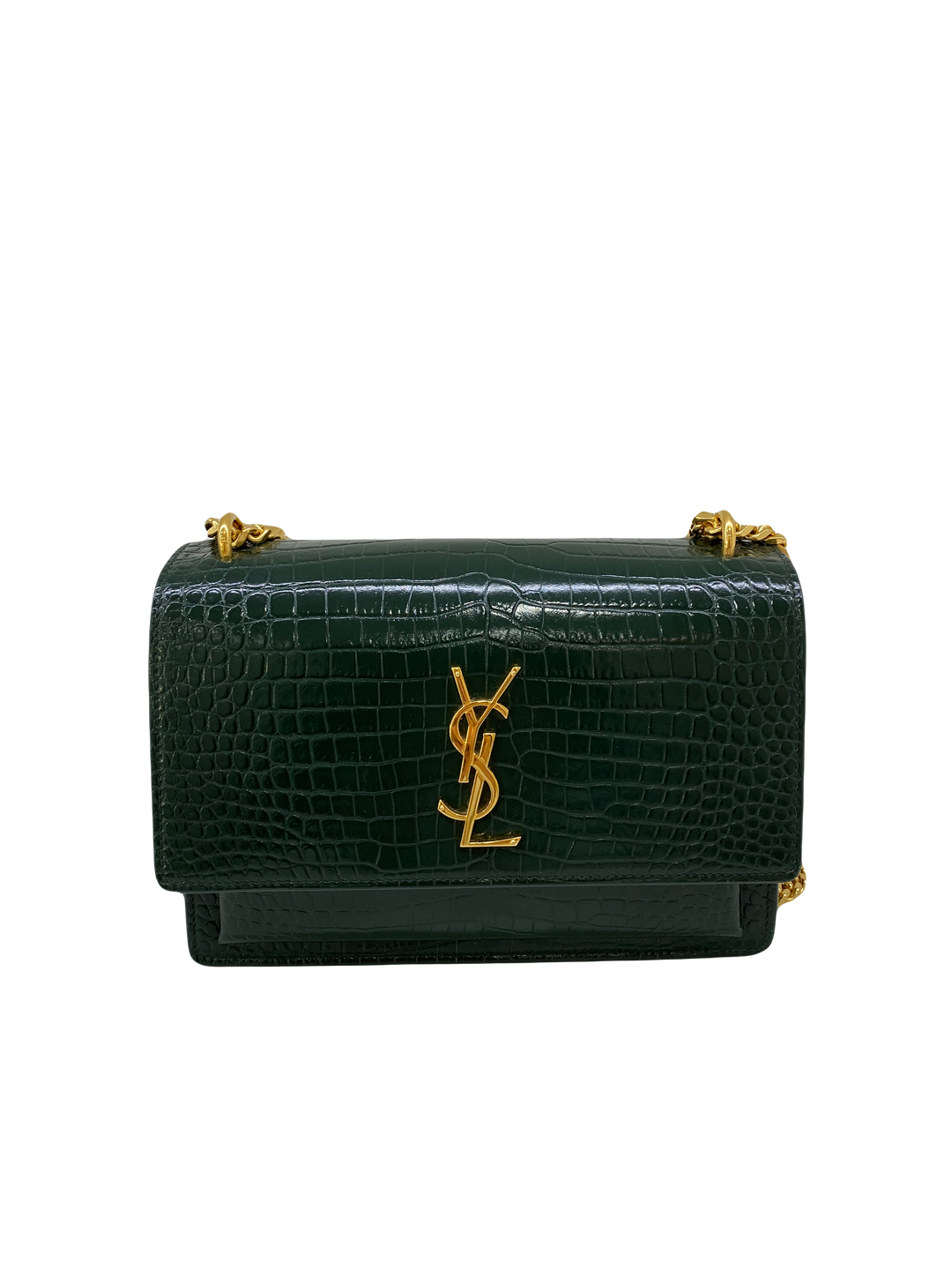 Ysl green croc bag sale