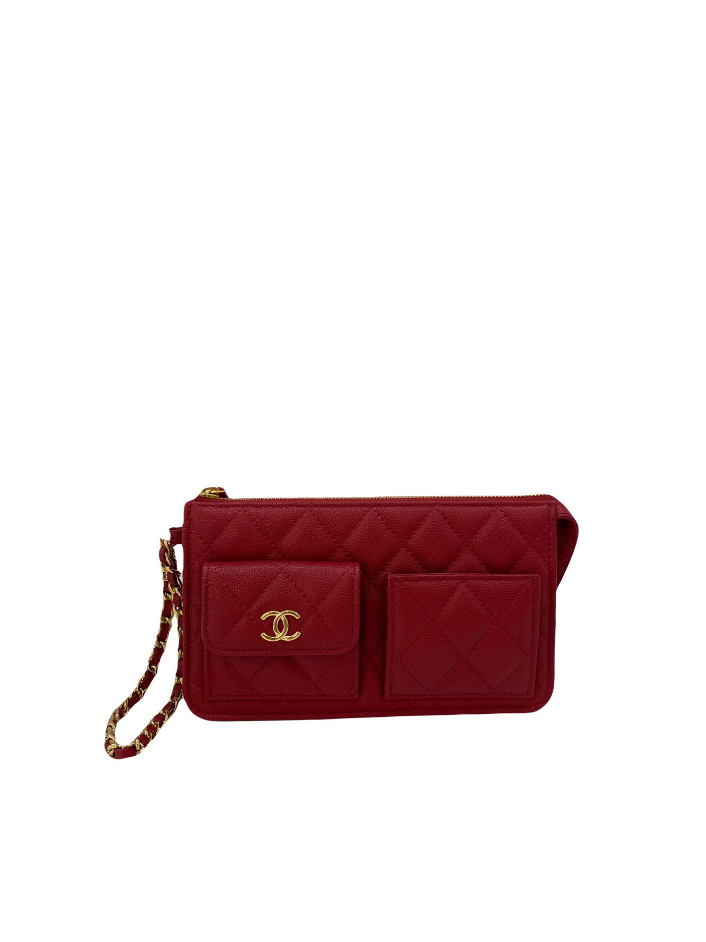 Chanel Pouch with chain - Red Caviar GHW