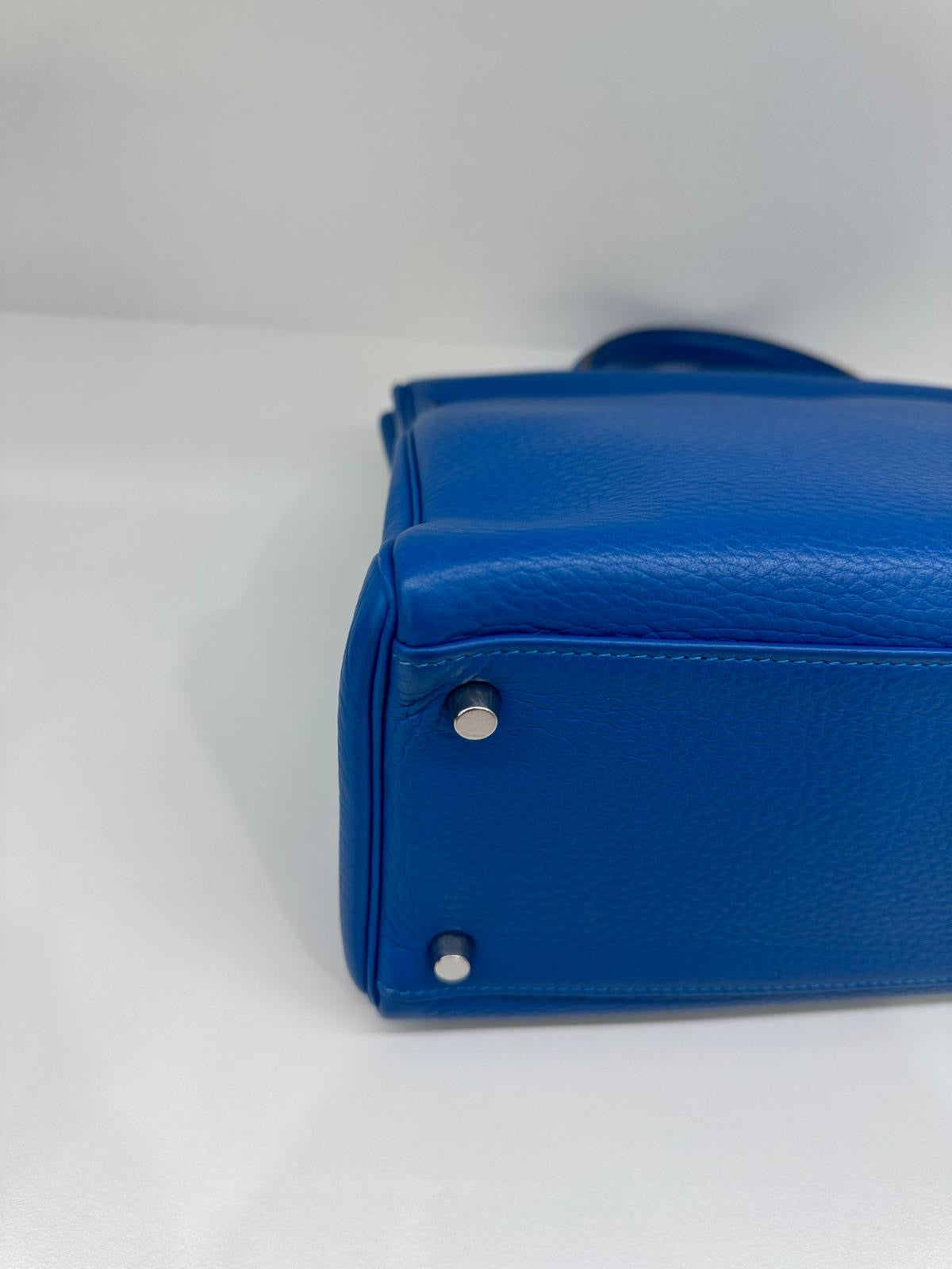 Hermes Kelly 35 Blue Mykonos PHW