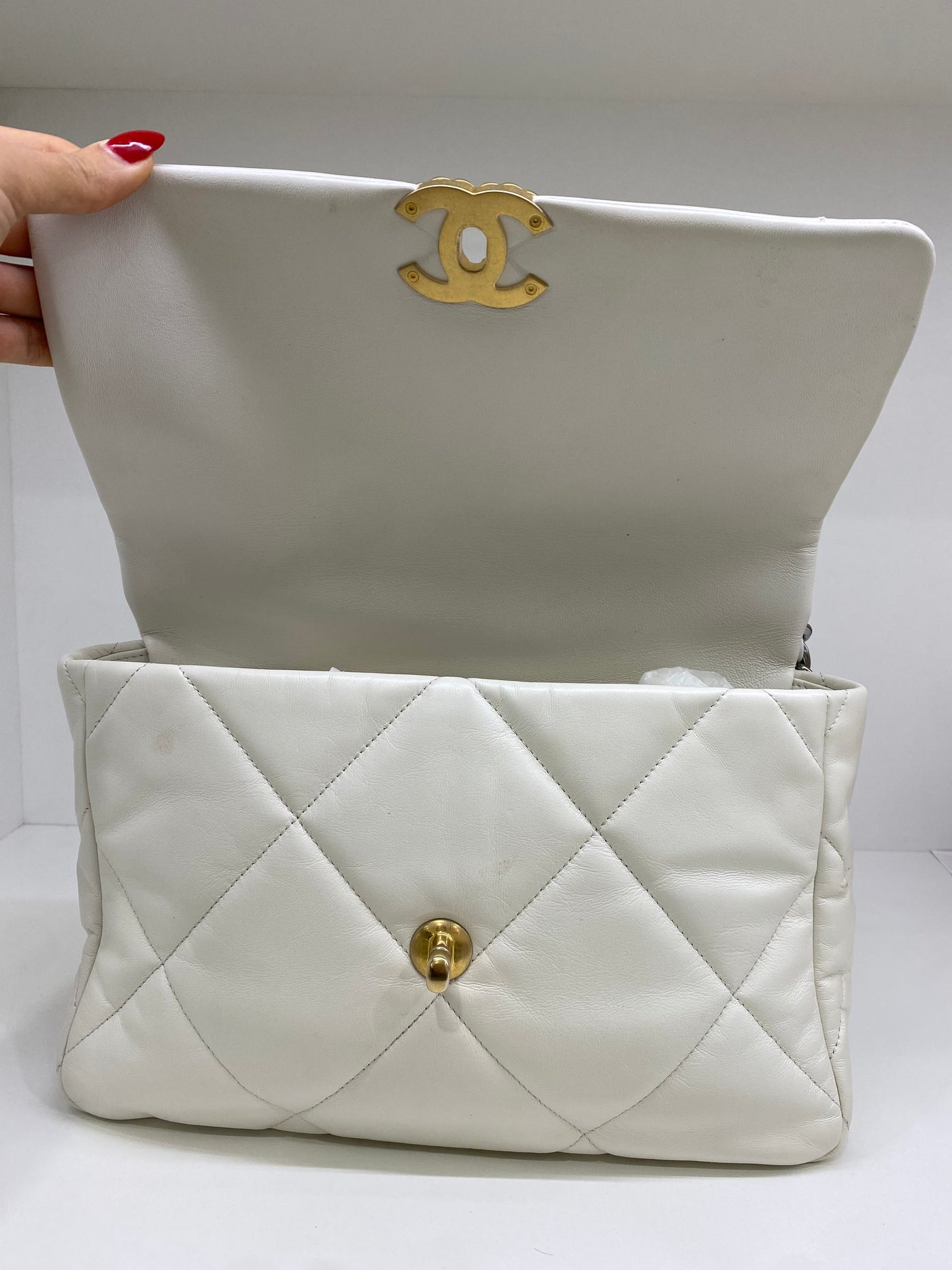 Chanel 19 Bag Large White