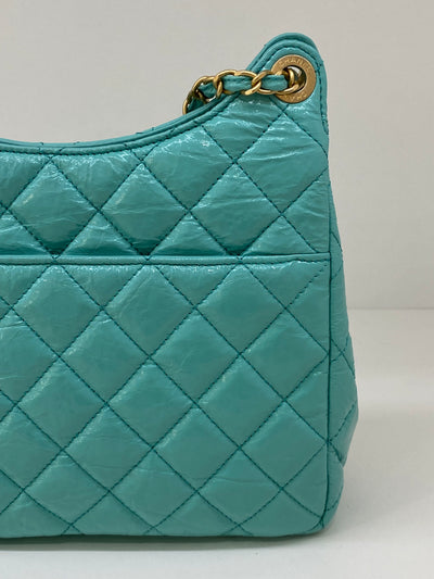 Chanel Hobo Chain Shoulder Bag Blue GHW