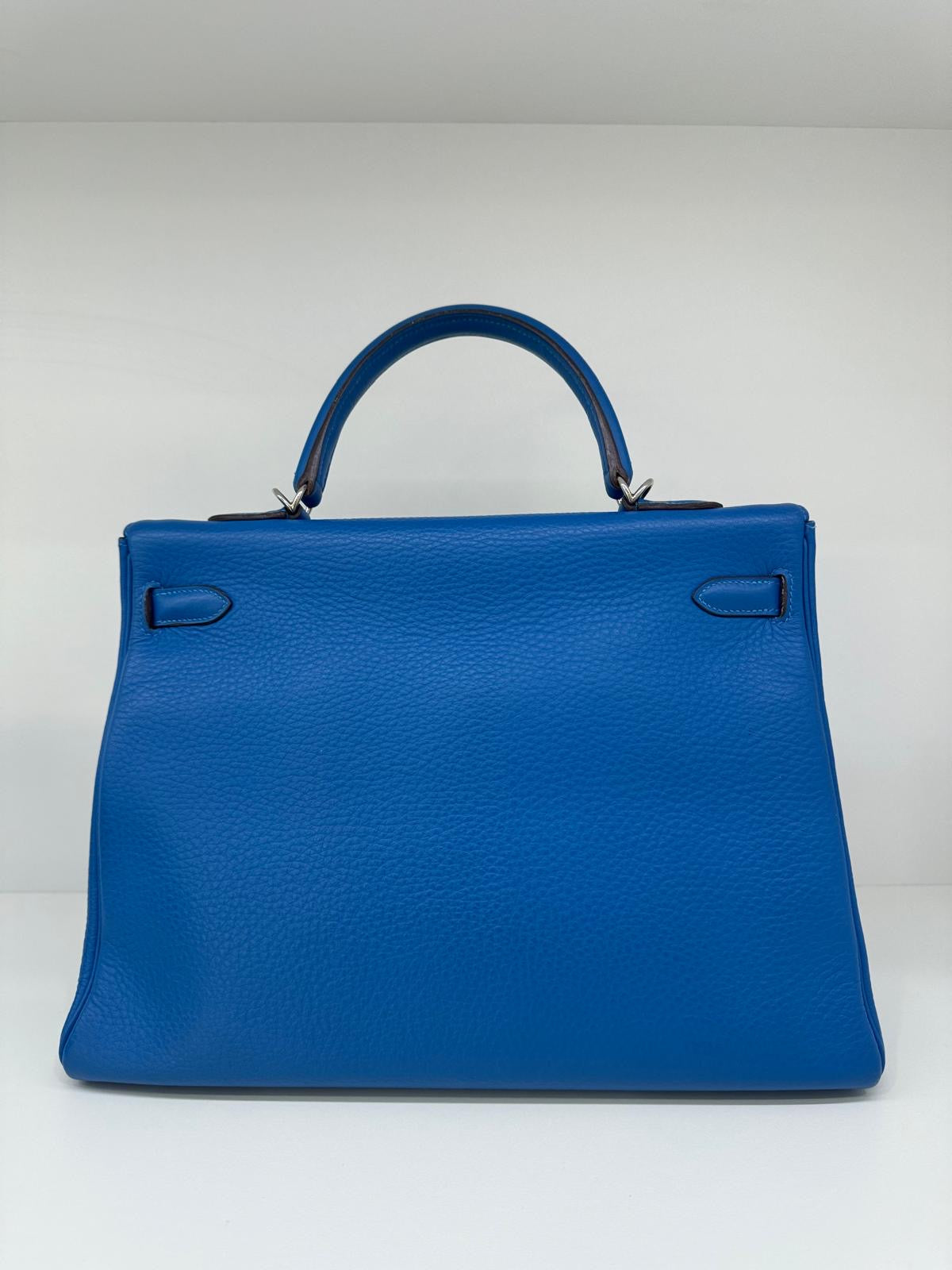 Hermes Kelly 35 Blue Mykonos PHW