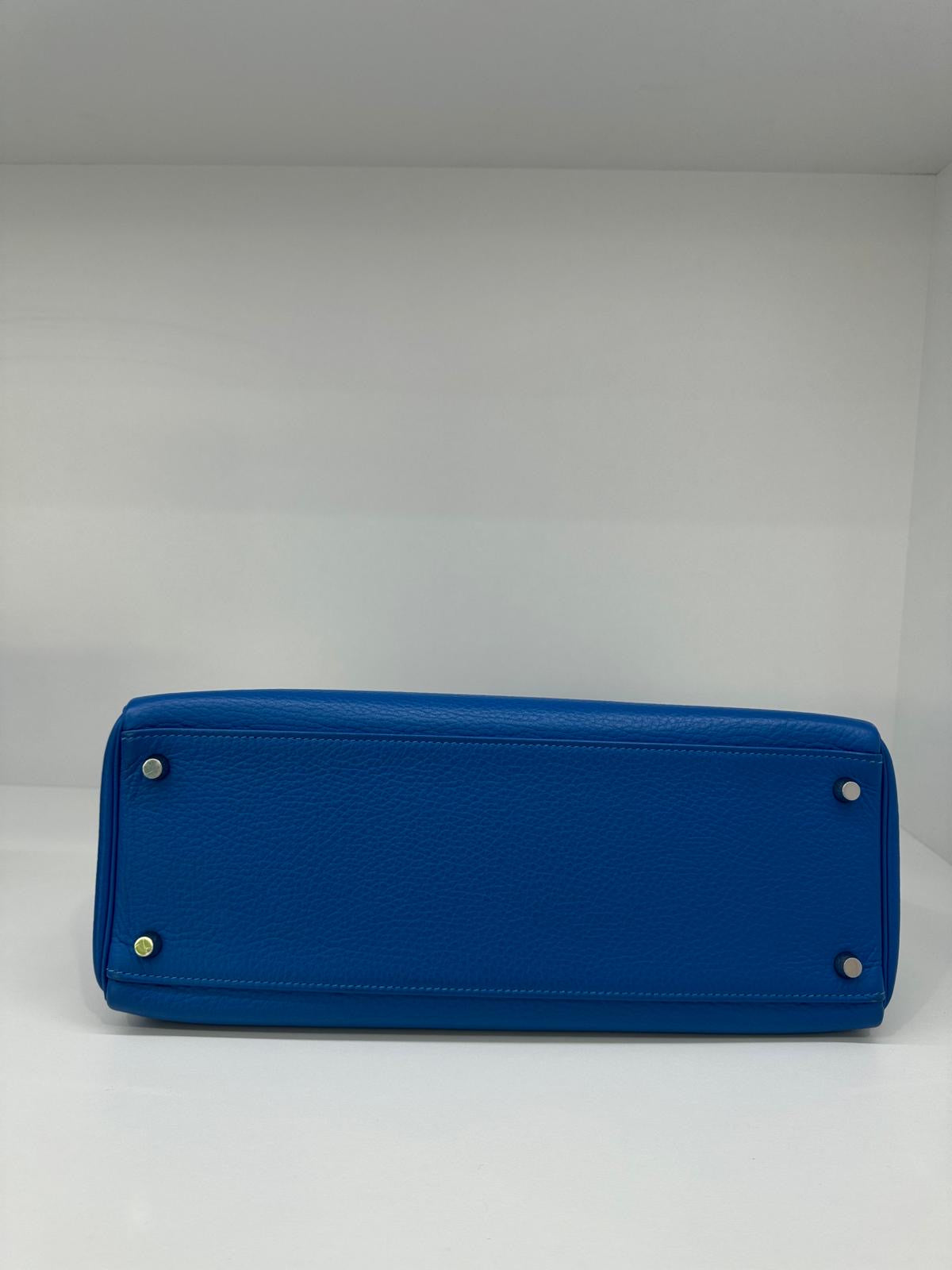 Hermes Kelly 35 Blue Mykonos PHW