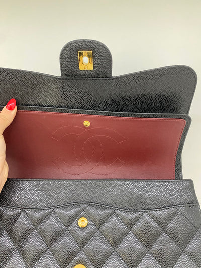 Chanel Classic Flap Large Jumbo Black Caviar GHW